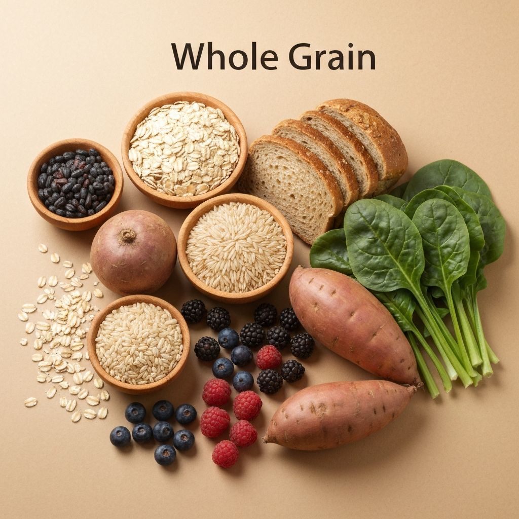 Overhead view of complex carbohydrate sources